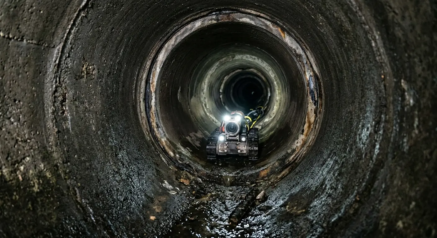 Robotic sewer camera inspecting pipe interior for Drain Snake Service in Selma